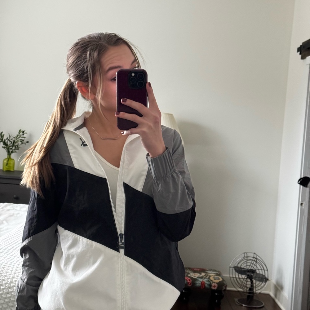 Puma Colorblock Bomber Jacket - White, Black & Gray